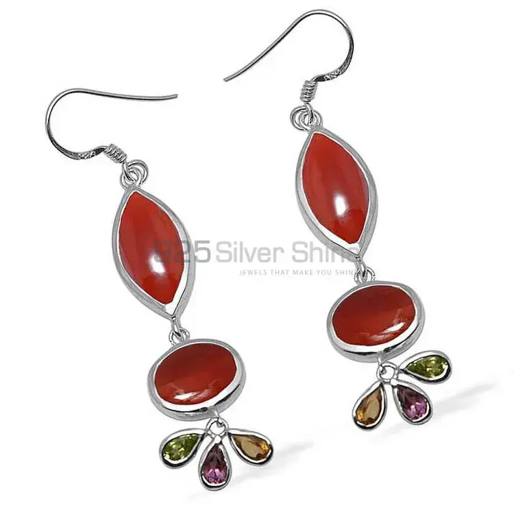 Semi Precious Multi Gemstone Earrings In 925 Sterling Silver Jewelry 925SE1053_1
