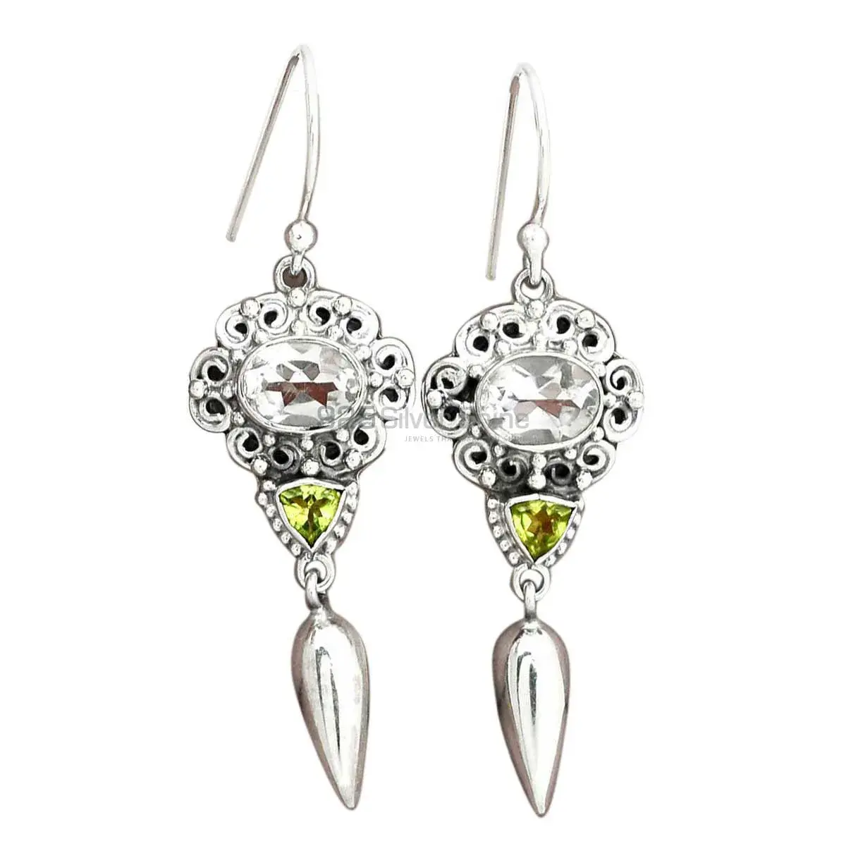 Semi Precious Multi Gemstone Earrings Manufacturer In 925 Sterling Silver Jewelry 925SE2452