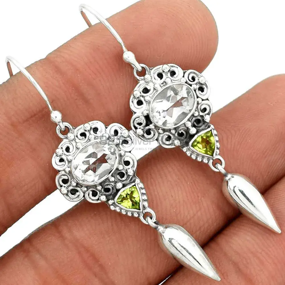 Semi Precious Multi Gemstone Earrings Manufacturer In 925 Sterling Silver Jewelry 925SE2452_0
