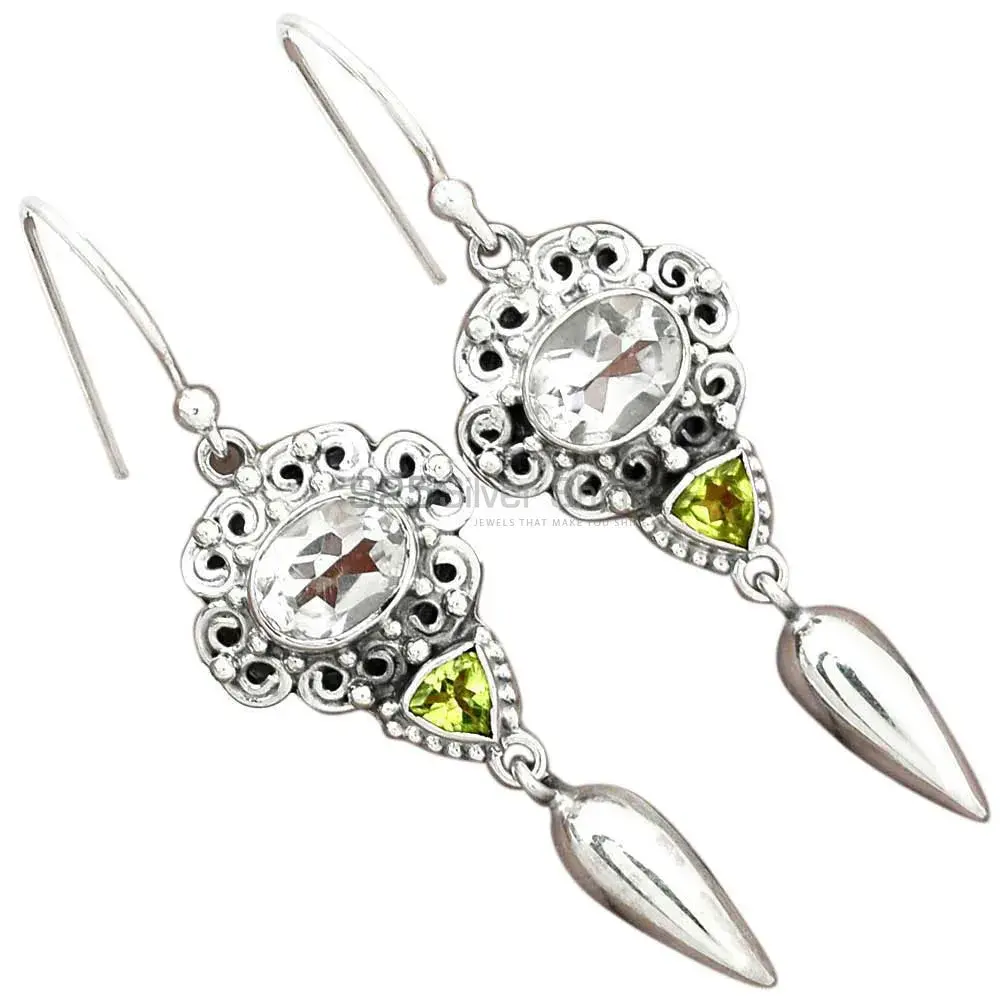 Semi Precious Multi Gemstone Earrings Manufacturer In 925 Sterling Silver Jewelry 925SE2452_1