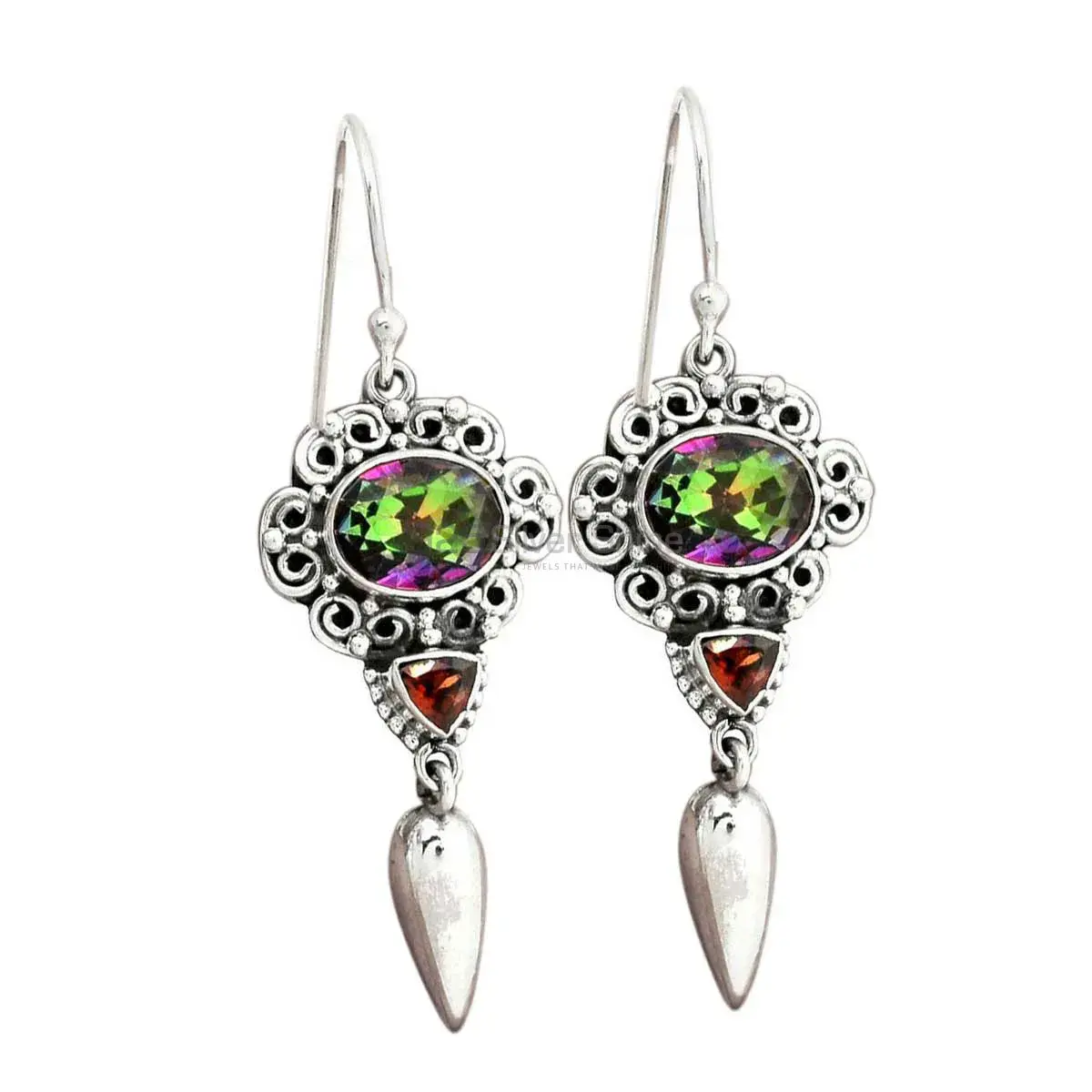 Semi Precious Multi Gemstone Earrings In 925 Sterling Silver Jewelry 925SE2446_0