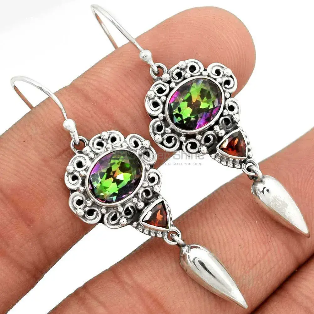 Semi Precious Multi Gemstone Earrings In 925 Sterling Silver Jewelry 925SE2446_1
