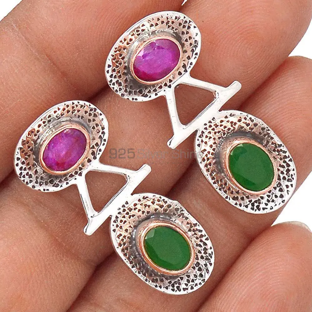 Semi Precious Multi Gemstone Earrings In 925 Sterling Silver Jewelry 925SE2127_1