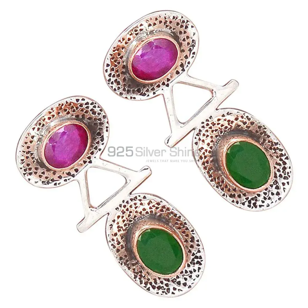 Semi Precious Multi Gemstone Earrings Wholesaler In 925 Sterling Silver Jewelry 925SE2127_1