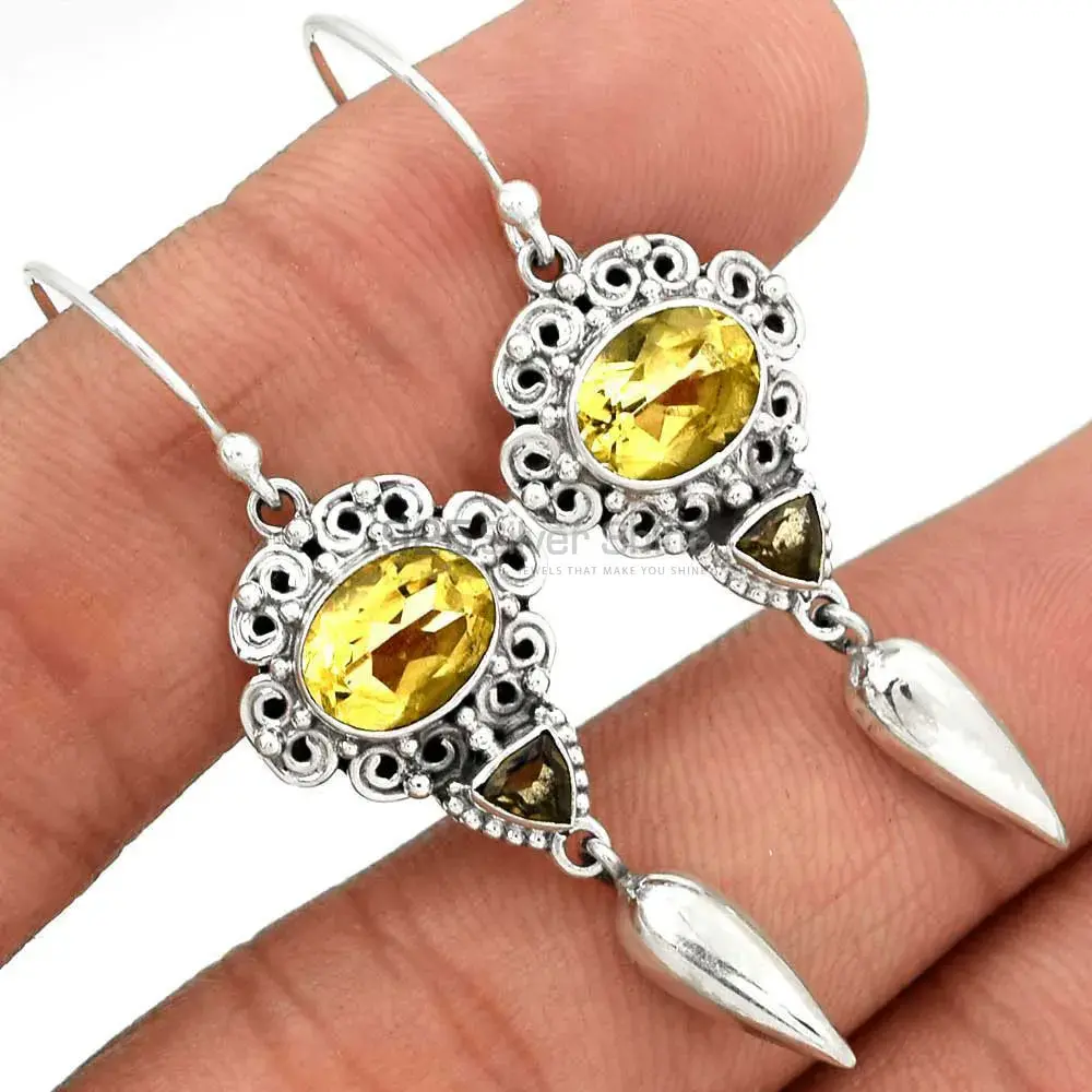 Semi Precious Multi Gemstone Earrings In 925 Sterling Silver Jewelry 925SE2443_1