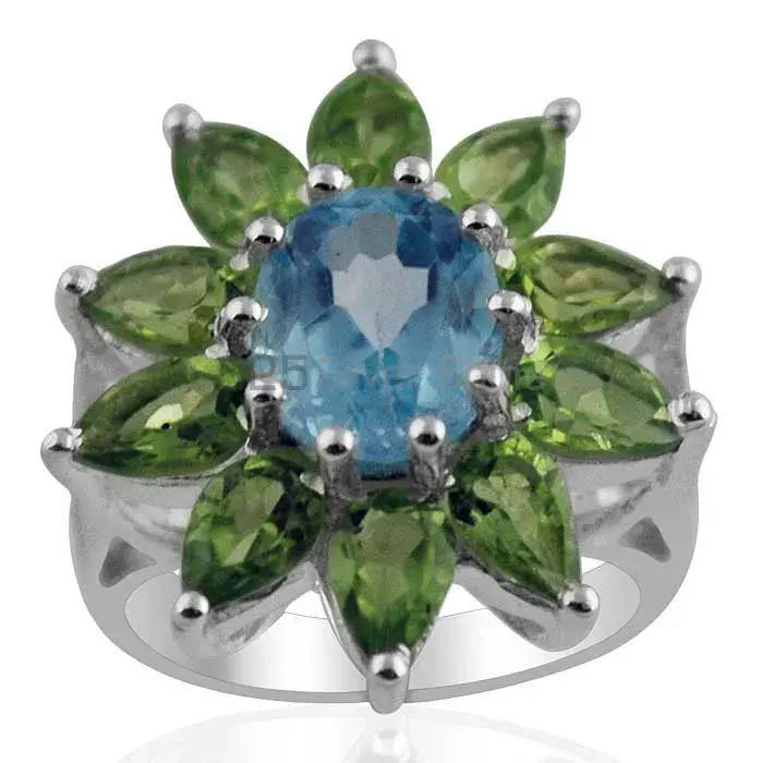 Semi Precious Multi Gemstone Rings Exporters In 925 Sterling Silver Jewelry 925SR1400