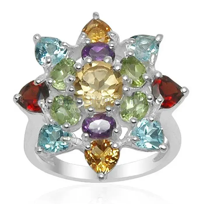 Semi Precious Multi Gemstone Rings Exporters In 925 Sterling Silver Jewelry 925SR1558