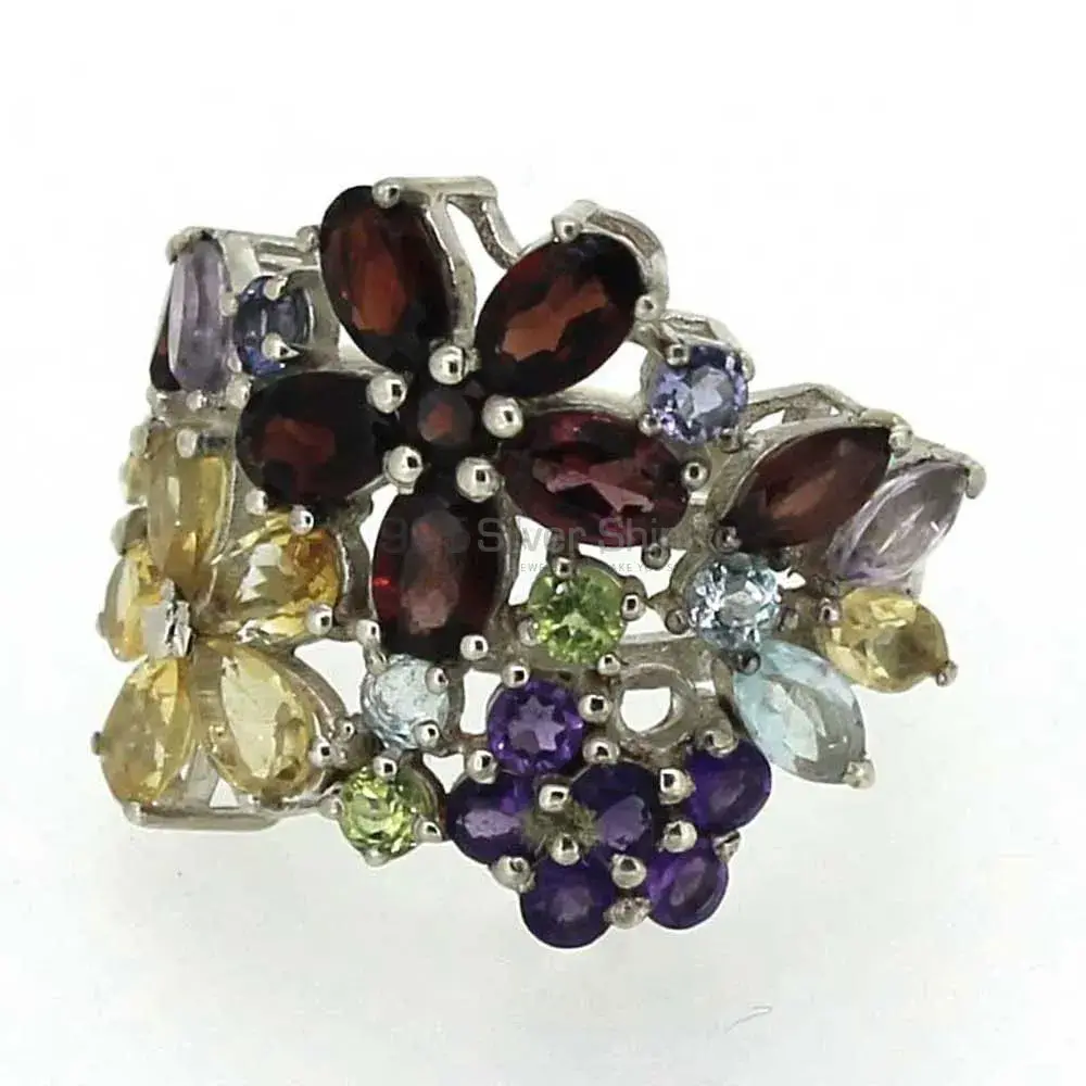 Semi Precious Multi Stone Gemstone Handmade Ring In 925 Solid Silver 925SR031-2