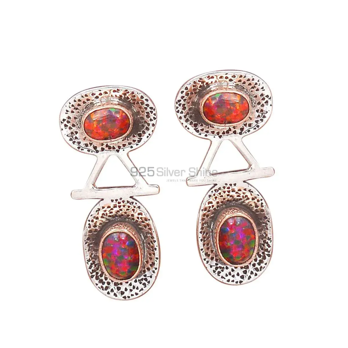 Semi Precious Opal Gemstone Earrings In 925 Sterling Silver Jewelry 925SE2130_0