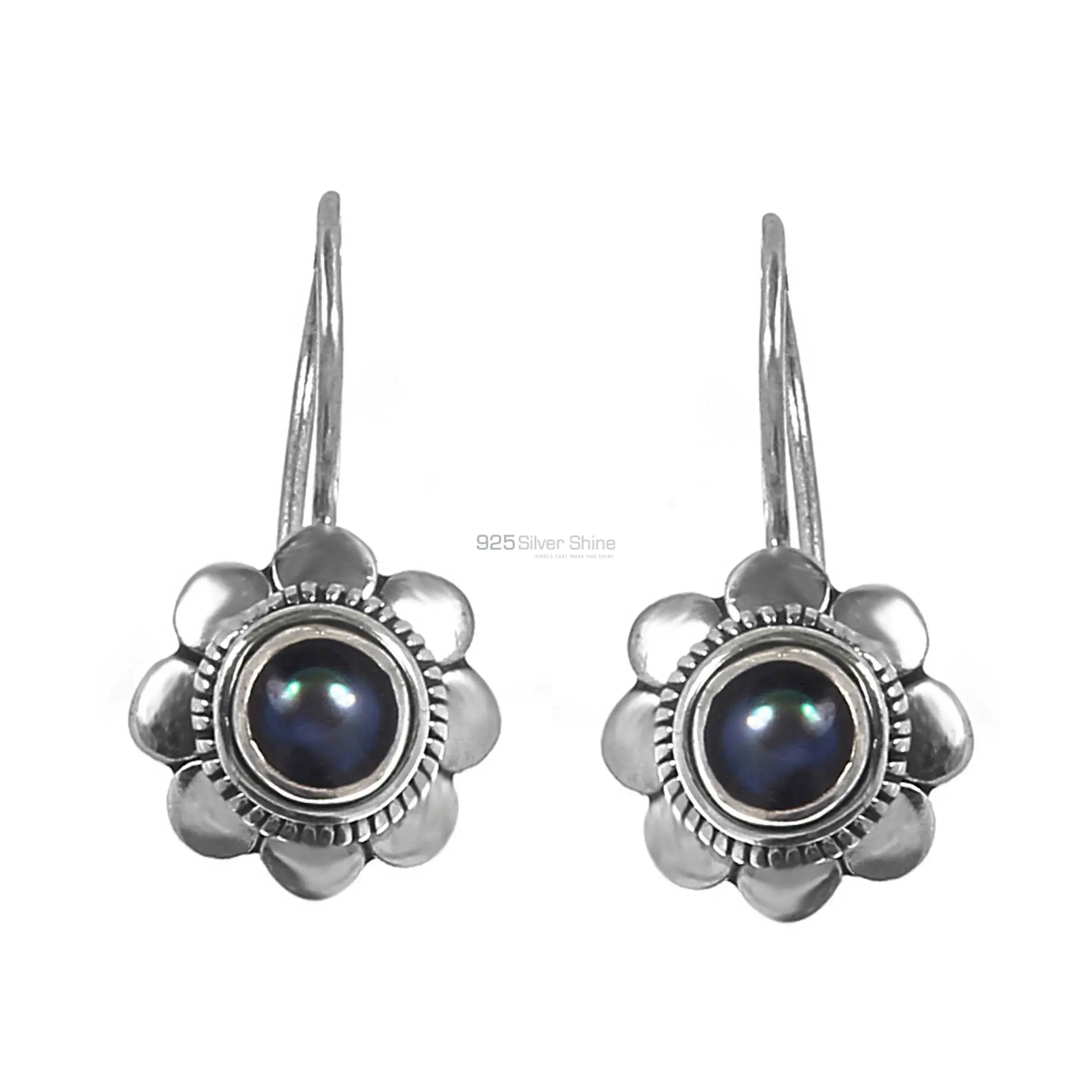 Semi Precious Pearl Gemstone Earrings In Solid 925 Silver 925SE233