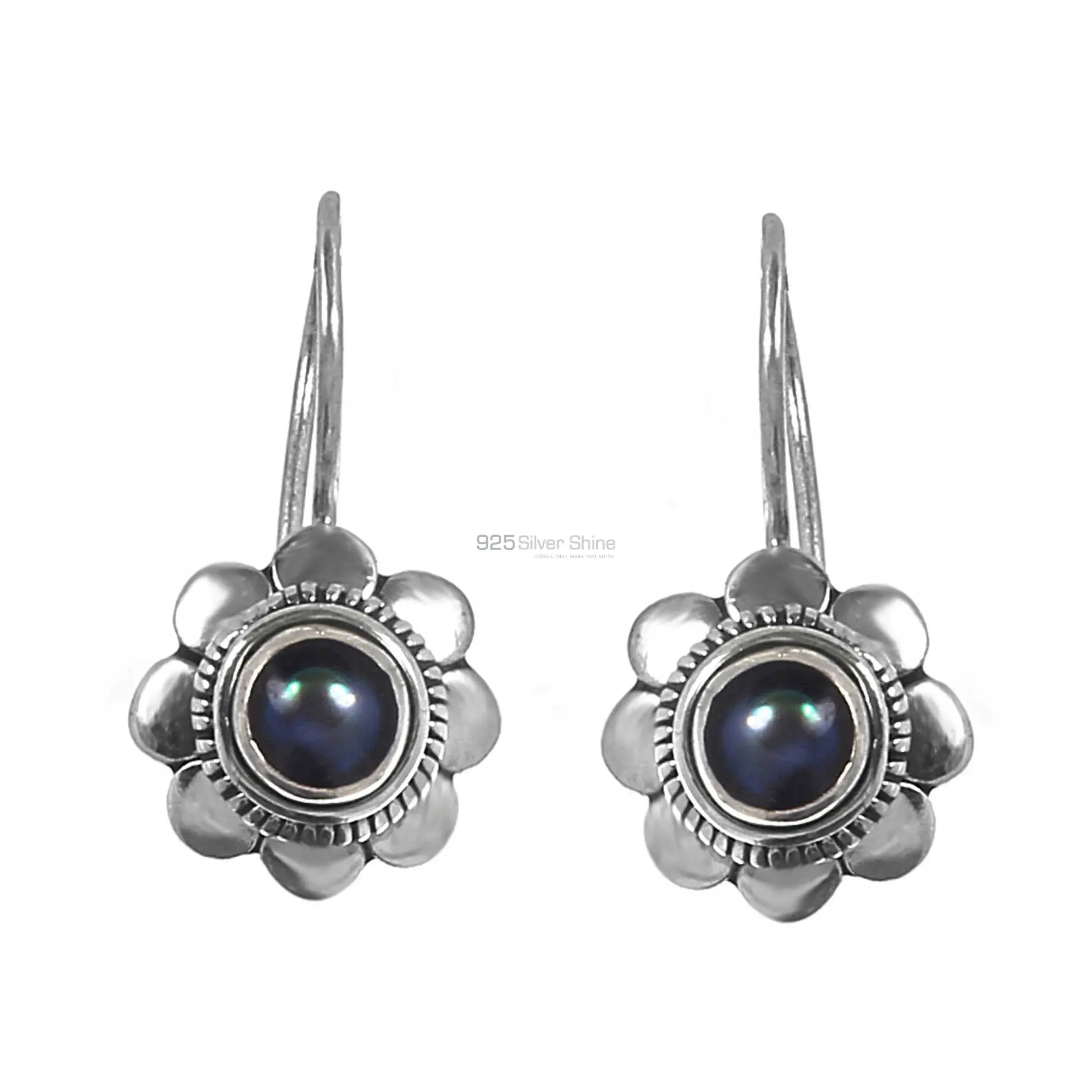 Semi Precious Pearl Gemstone Earrings In Solid 925 Silver 925SE233_1