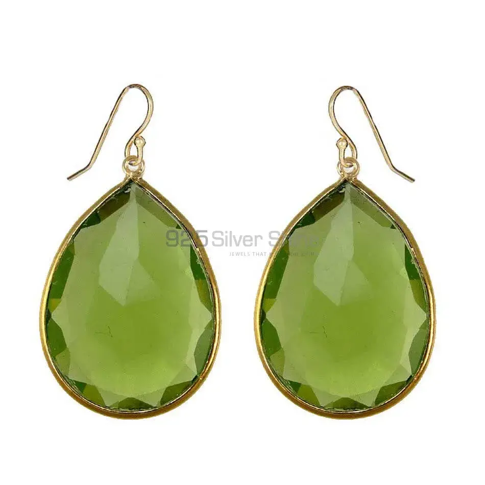 Semi Precious Peridot Gemstone Earrings In Fine 925 Sterling Silver 925SE1929