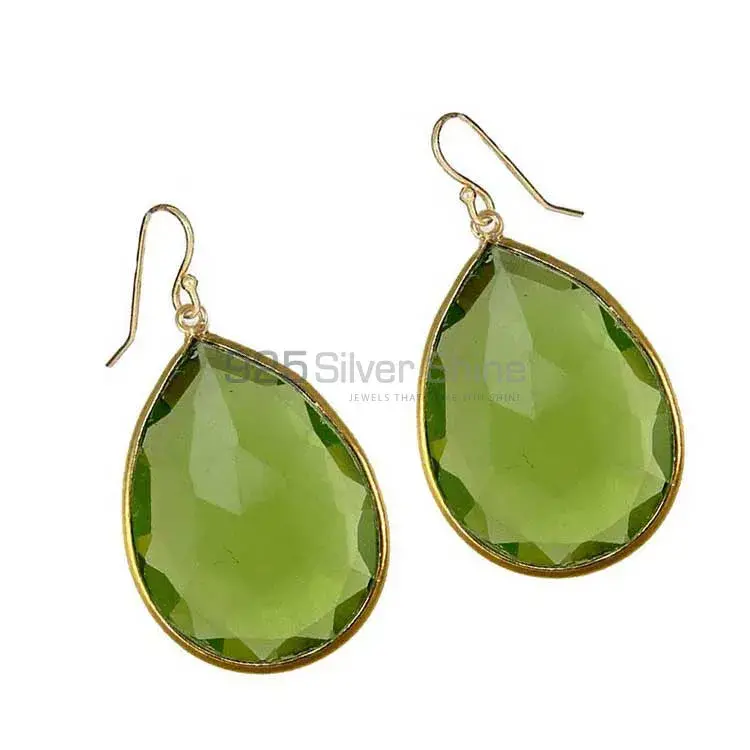 Semi Precious Peridot Gemstone Earrings In Fine 925 Sterling Silver 925SE1929_0