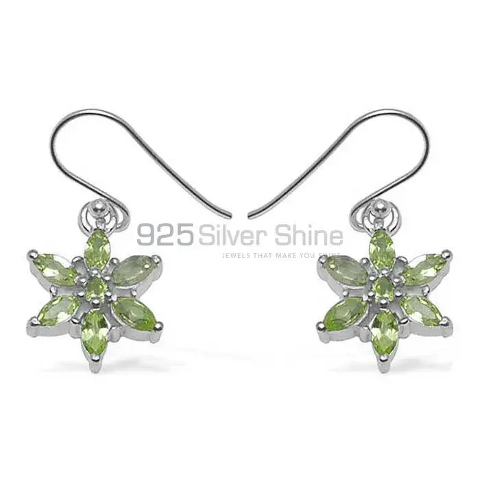 Semi Precious Peridot Gemstone Earrings In Fine 925 Sterling Silver 925SE710