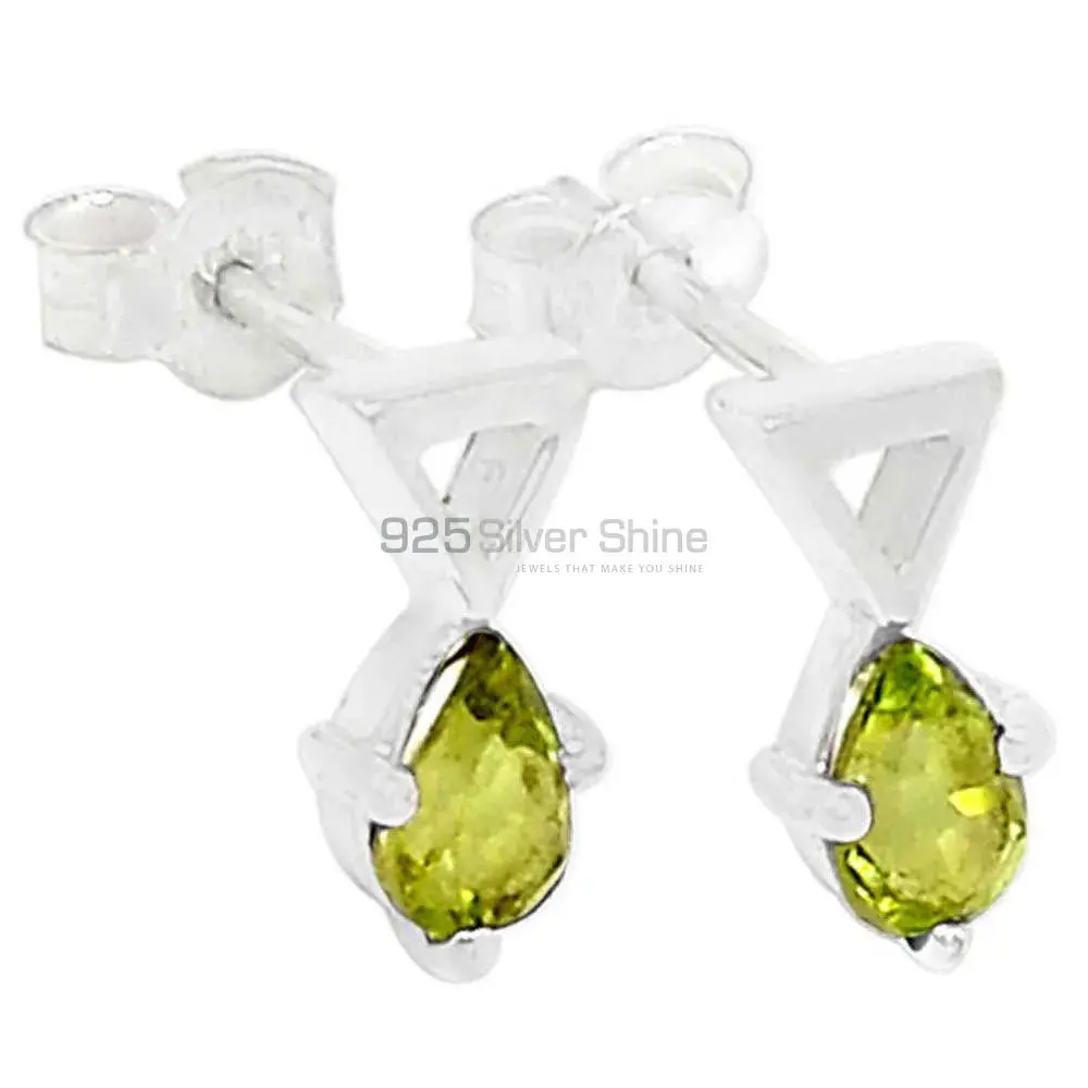 Semi Precious Peridot Gemstone Earrings In Solid 925 Silver 925SE470_0