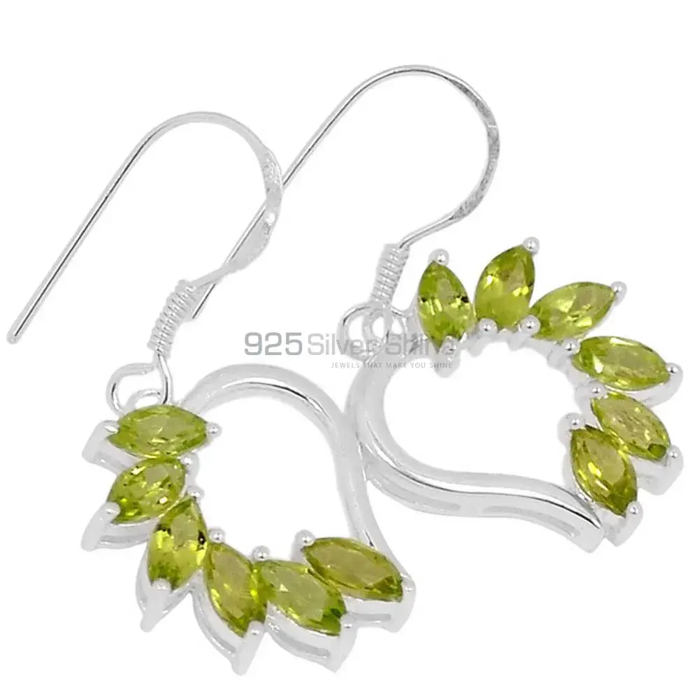 Semi Precious Peridot Gemstone Earrings In 925 Sterling Silver Jewelry 925SE412_0