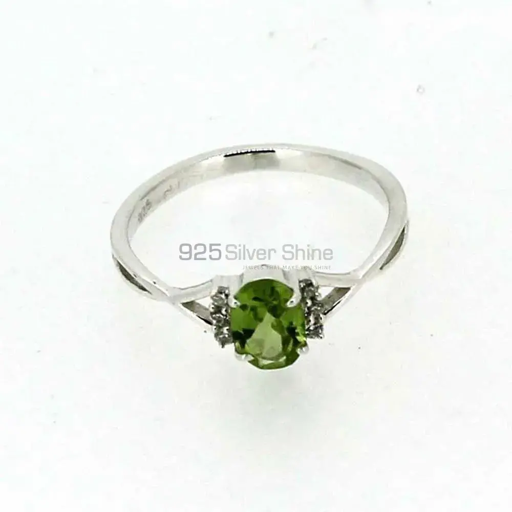 Natural Peridot Birthstone Silver Rings 925SR051-3_0