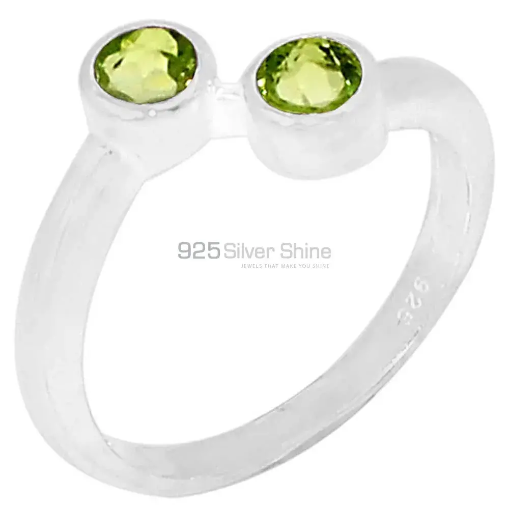 Sterling Silver Peridot Tow Stone Rings 925SR094-2