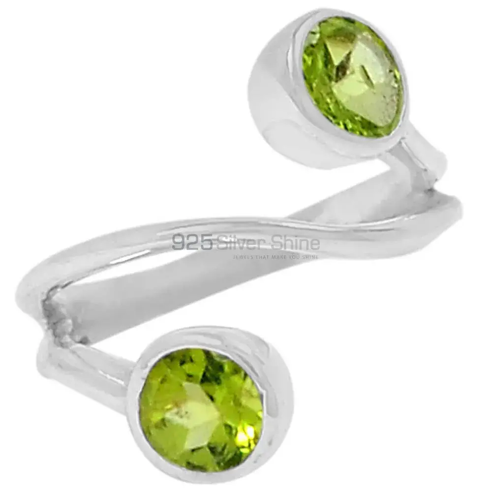 Peridot Tow Stone Sterling Silver Rings 925SR090-4