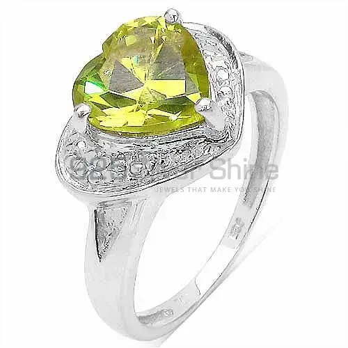 Natural Faceted Peridot Birthstone Silver Rings 925SR3199