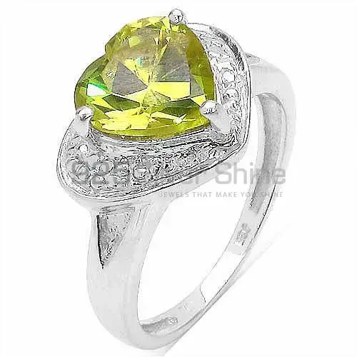 Natural Faceted Peridot Birthstone Silver Rings 925SR3199_2
