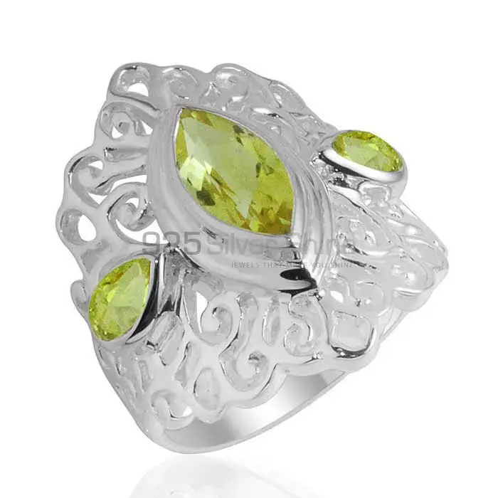 Semi Precious Peridot Gemstone Rings Suppliers In 925 Sterling Silver Jewelry 925SR2096