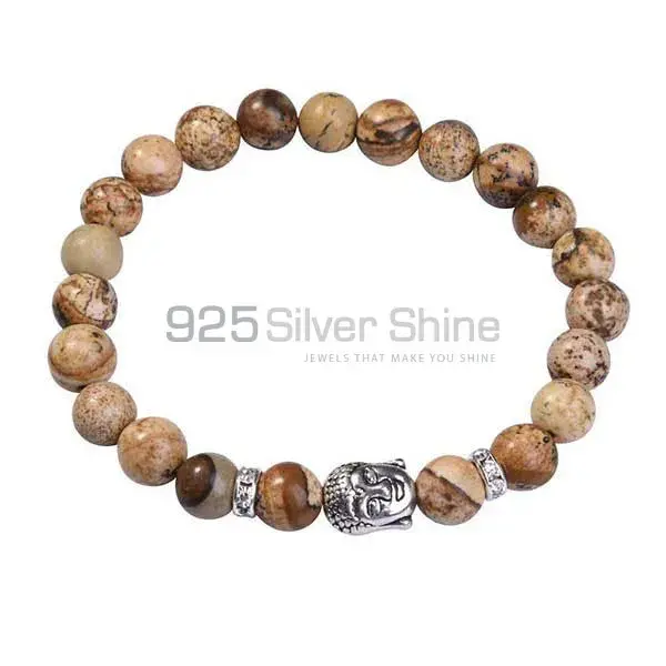 Semi Precious Picture Jasper Gemstone Beads Bracelets 925BB190