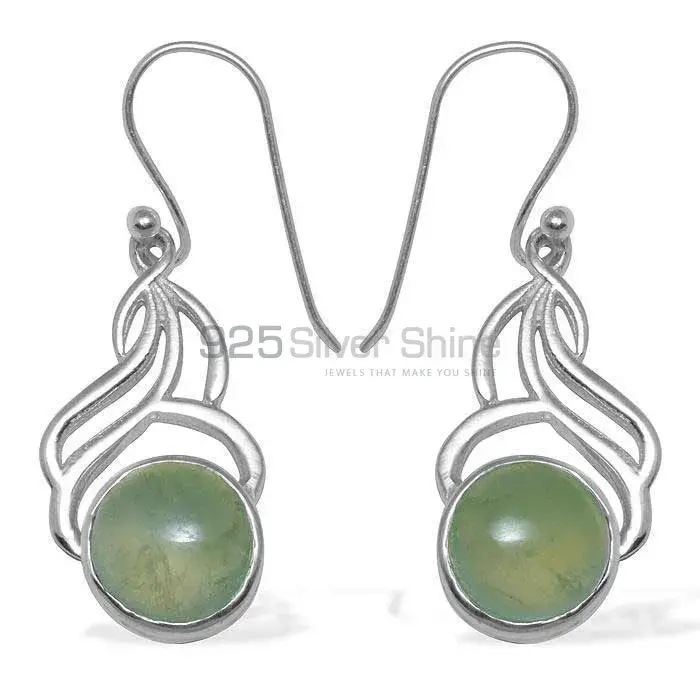 Semi Precious Prehnite Gemstone Earrings Exporters In 925 Sterling Silver Jewelry 925SE813