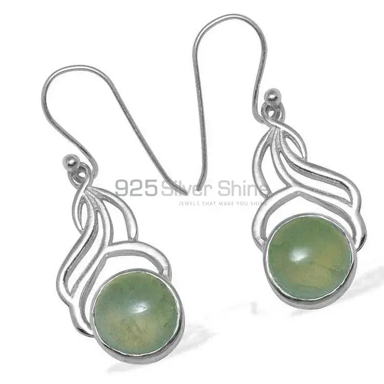 Semi Precious Prehnite Gemstone Earrings Exporters In 925 Sterling Silver Jewelry 925SE813_0