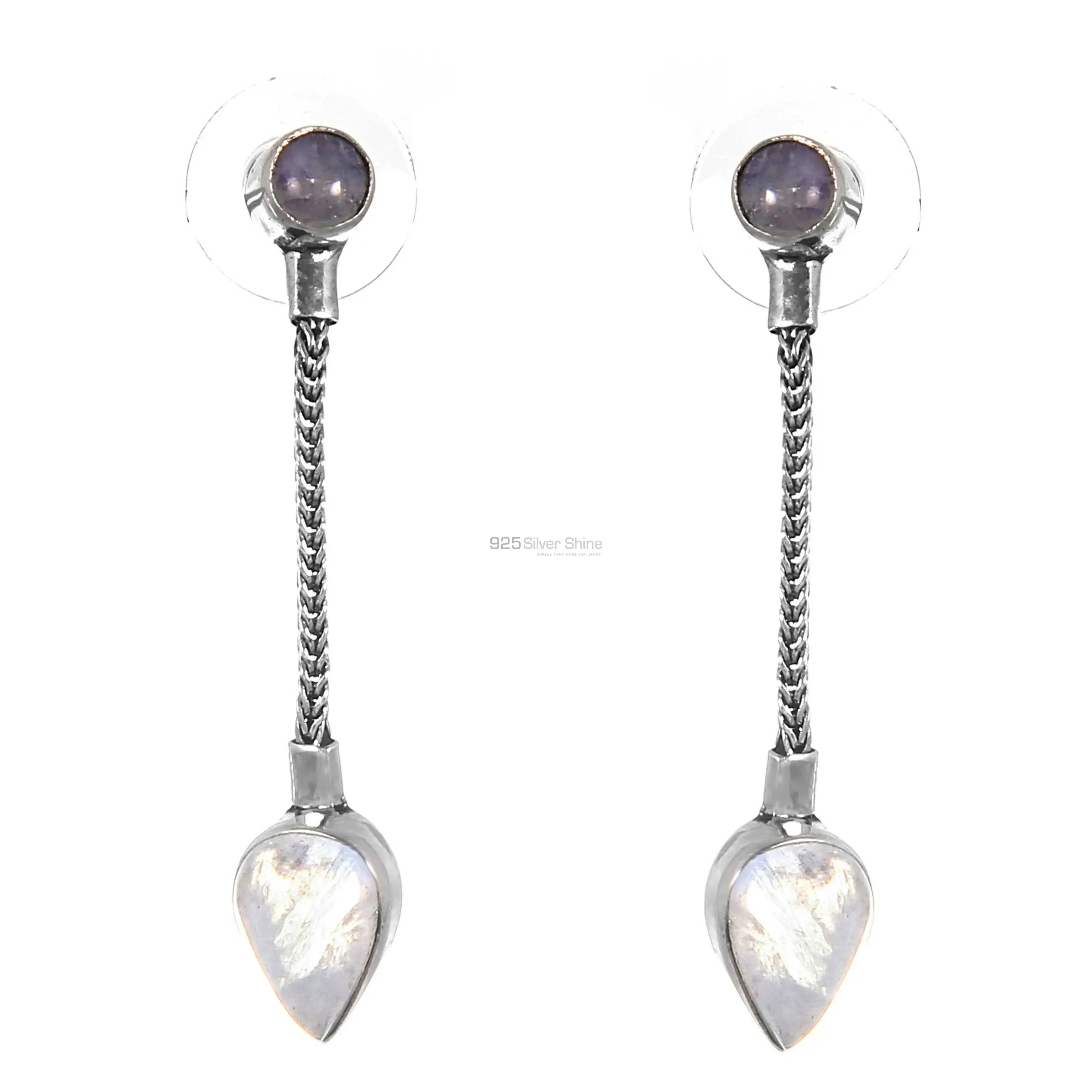 Semi Precious Rainbow moonstone Earrings In 925 Sterling Silver Jewelry 925SE260_1