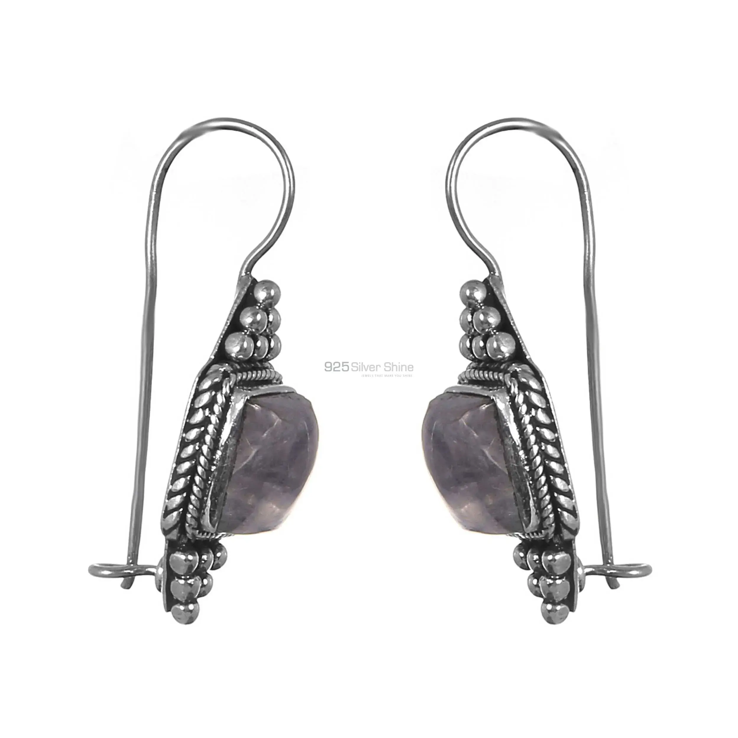 Semi Precious Rainbow Moonstone Earrings In Fine 925 Sterling Silver 925SE236_2