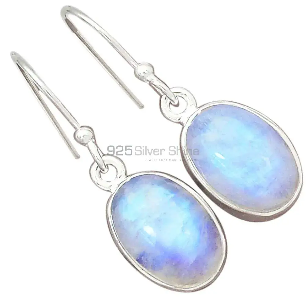 Semi Precious Rainbow Moonstone Earrings Suppliers In 925 Sterling Silver Jewelry 925SE2288_1