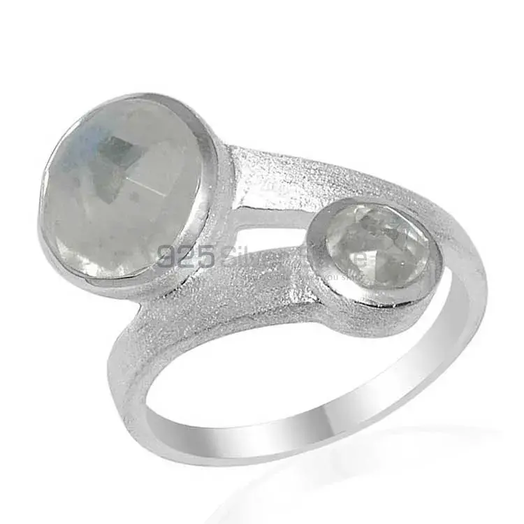 Semi Precious Rainbow Moonstone Rings In Fine 925 Sterling Silver 925SR1613