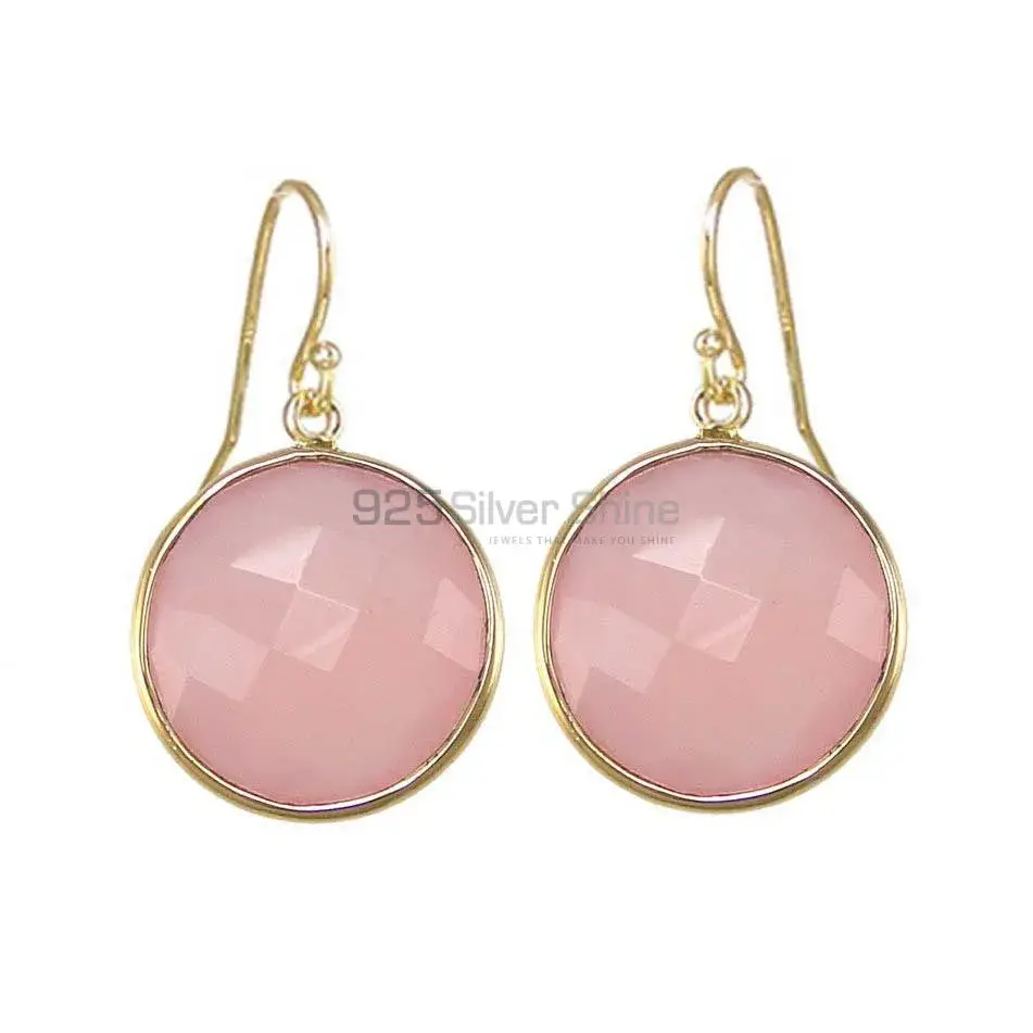Semi Precious Rose Quartz Gemstone Earrings In 925 Sterling Silver Jewelry 925SE1950_0