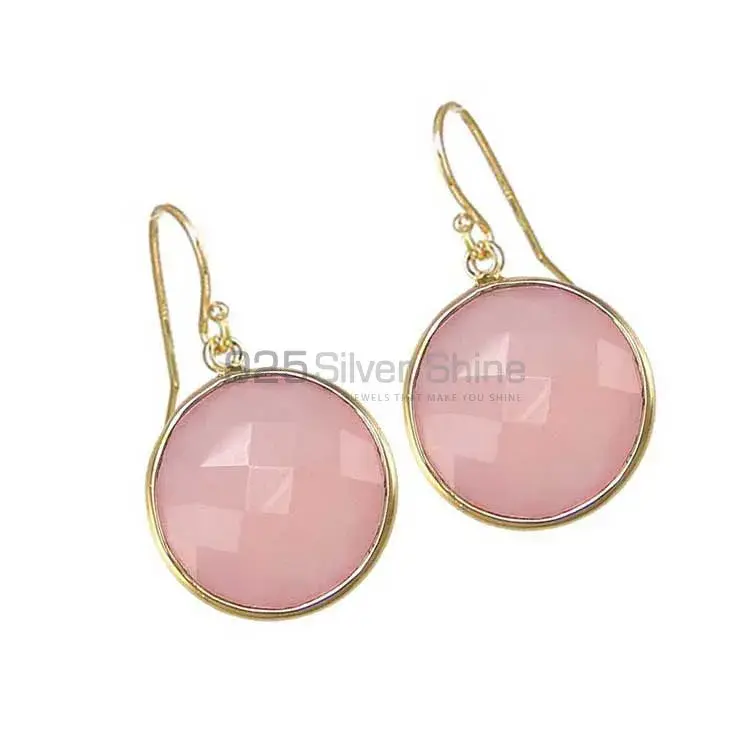 Semi Precious Rose Quartz Gemstone Earrings Suppliers In 925 Sterling Silver Jewelry 925SE1950_0