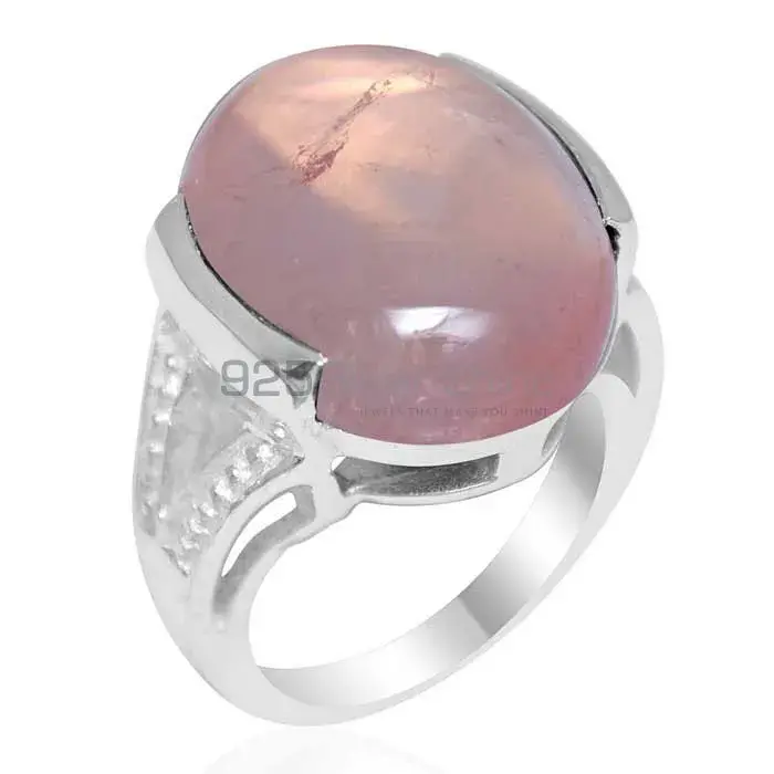 Semi Precious Rose Quartz Gemstone Rings Manufacturer In 925 Sterling Silver Jewelry 925SR1865