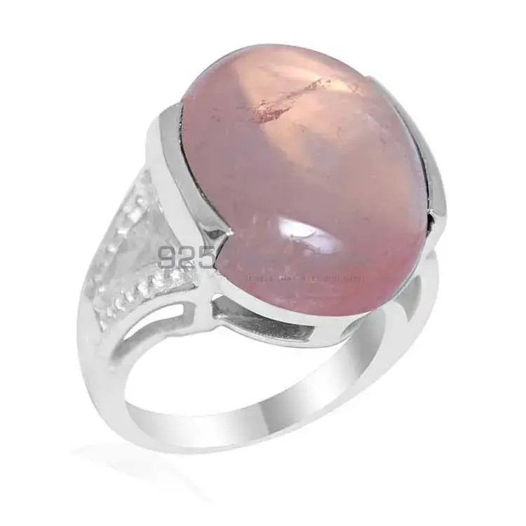 Semi Precious Rose Quartz Gemstone Rings Manufacturer In 925 Sterling Silver Jewelry 925SR1865_0