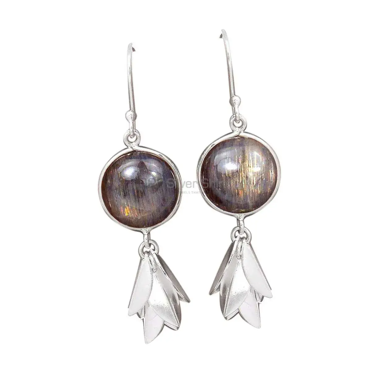 Semi Precious Silver Sheen Gemstone Earrings In Solid 925 Silver 925SE3056_0