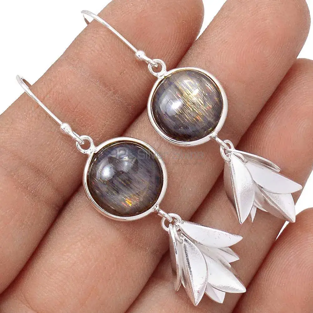 Semi Precious Silver Sheen Gemstone Earrings In Solid 925 Silver 925SE3056_2