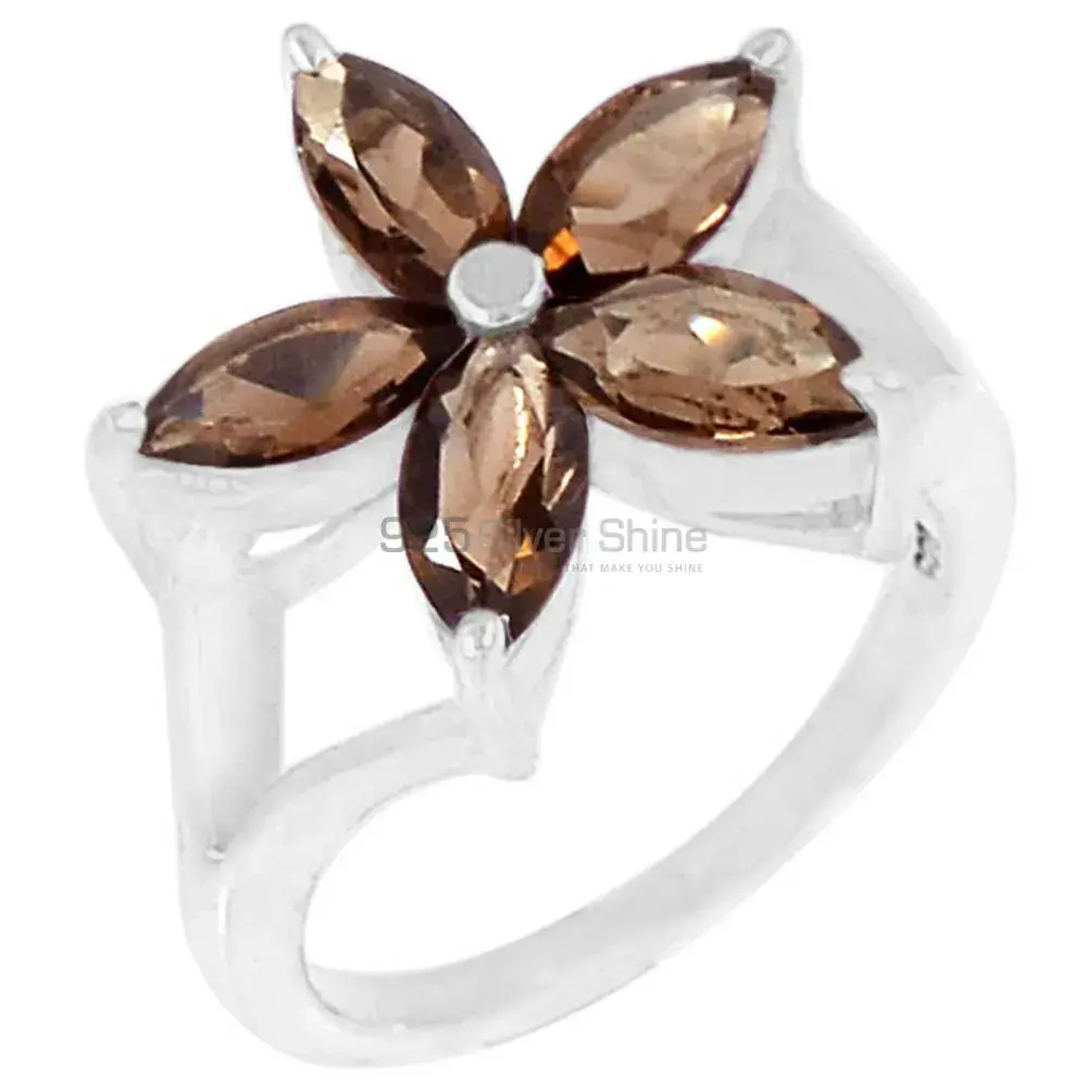 Semi Precious Smoky Quartz Gemstone Handmade Ring In 925 Sterling Silver 925SR055-1