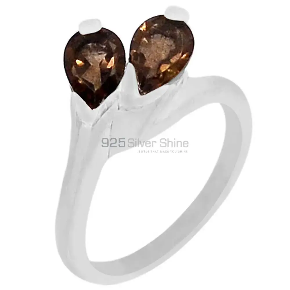 Semi Precious Smoky Quartz Gemstone Handmade Ring In Sterling Silver 925SR069-1