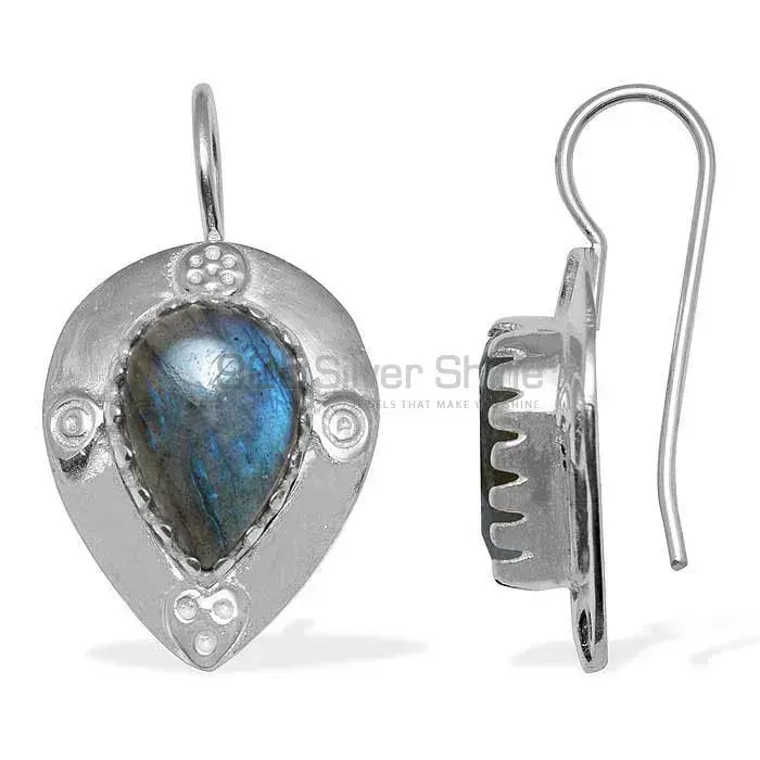 Semi Precious Labradorite Gemstone Earrings In 925 Sterling Silver 925SE862