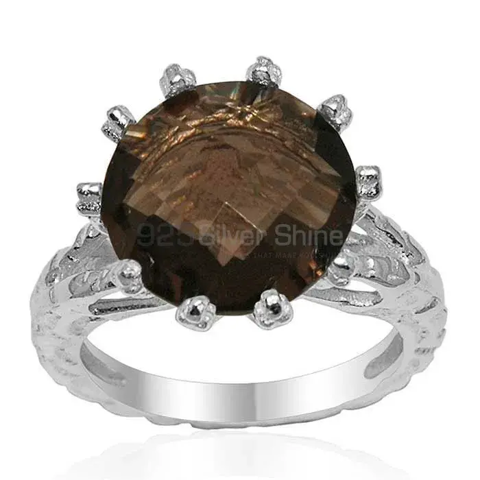 Semi Precious Smoky Quartz Gemstone Rings Manufacturer In 925 Sterling Silver Jewelry 925SR1640