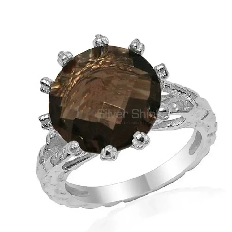 Semi Precious Smoky Quartz Gemstone Rings Manufacturer In 925 Sterling Silver Jewelry 925SR1640_0