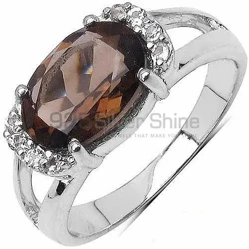 Semi Precious Smoky Quartz Gemstone Rings Manufacturer In 925 Sterling Silver Jewelry 925SR3059