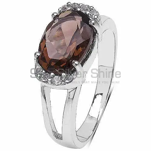 Semi Precious Smoky Quartz Gemstone Rings Manufacturer In 925 Sterling Silver Jewelry 925SR3059_1