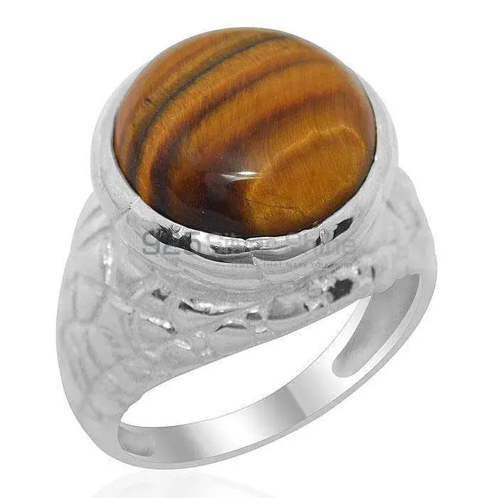 Semi Precious Tiger's Eye Gemstone Rings Suppliers In 925 Sterling Silver Jewelry 925SR2175