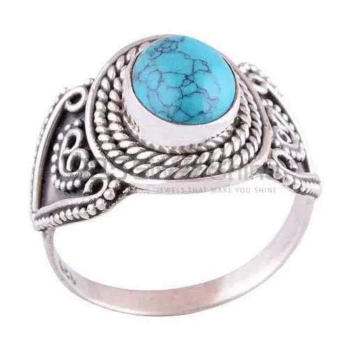 Semi Precious Turquoise Gemstone Rings Exporters In 925 Sterling Silver Jewelry 925SR2977