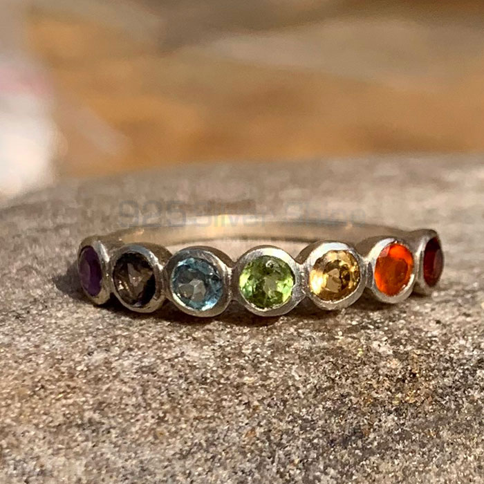 Seven Chakra Gemstone Ring In Sterling Silver For Yoga SSR199_1