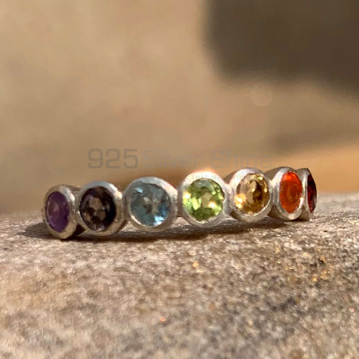 Seven Chakra Gemstone Ring In Sterling Silver For Yoga SSR199_2
